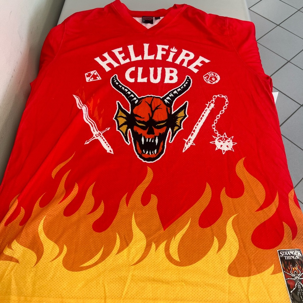 STRANGER THINGS HELLFIRE CLUB JERSEY. BRAND NEW. ADULT SIZE 3XL